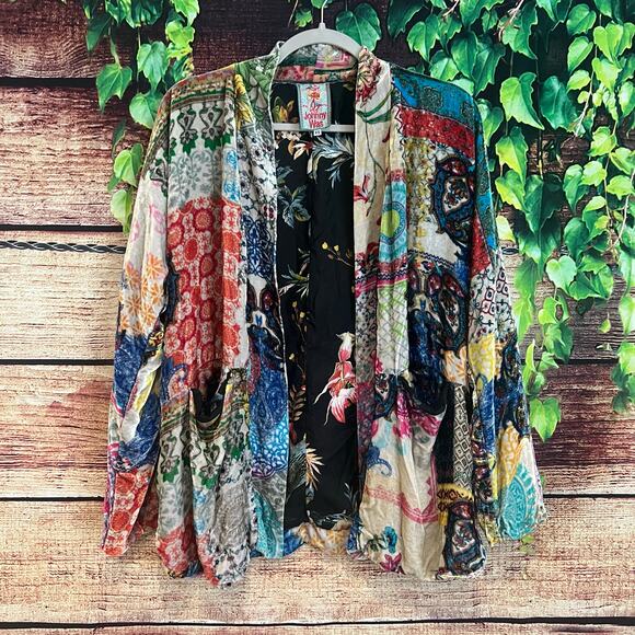 Johnny Was Gigi Velvet Patchwork Floral Kimono Blazer Jacket Cardi XS Fits S M L - Picture 4 of 9